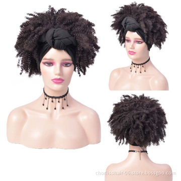 Wholesale Ombre Short Fashion Headband Wig For Black Women Wigs Attachment Hair Afro Kinky Curly Synthetic Hair Headband Wigs
